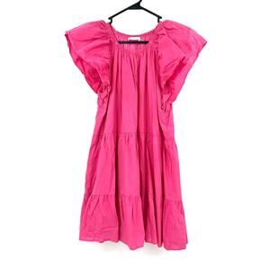 Talulah Size Large Short‎ Sleeve Mini Dress Pink Tiered Skirt 100% Cotton